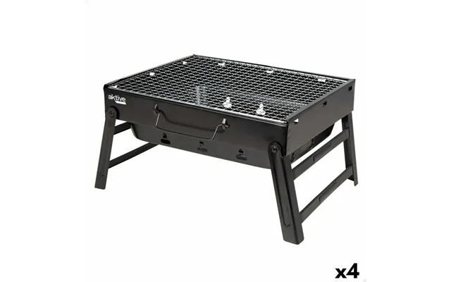 Aktive Transportabel Havegrill - Rektangulær, Sort Stål, 40 × 20 × 28 Cm Sæt Med 4