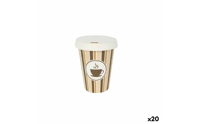 Algon Engangskopper Med Låg - 220 Ml, Kaffedesign, 20 Enheder 8 Dele Pr