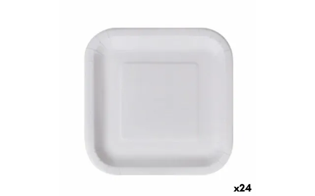 Algon Engangstallerkener - Hvid, Firkantet Pap 23 Cm 24 Stk