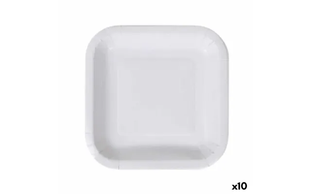 Algon Engangstallerkener I Pap, Firkantede 20 Cm - Hvid 10 Stk