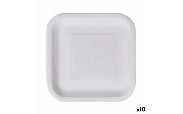 Algon Engangstallerkener I Pap, Firkantede 23 Cm - Hvid 10 Stk