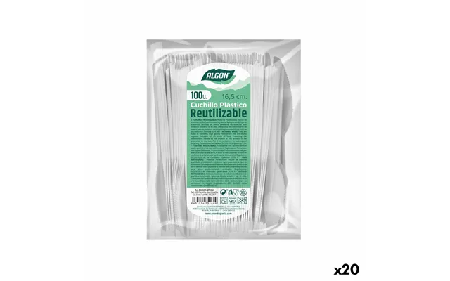 Algon Knivsæt - Genanvendelig Plast, Hvid, 20 Stk., 16,5 Cm