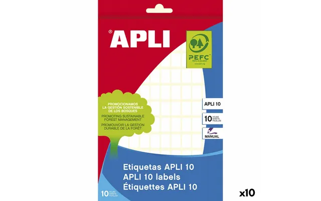 Apli Selvklæbende Etiketter - Hvid, 8 × 12 Mm, 10 Ark 10 Enheder