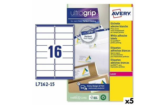 Avery L7162 Hvide Printeretiketter 99,1 × 33,9 Mm - 15 Ark 5 Pak