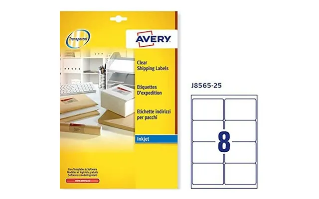 Avery Selvklæbende Etiketter - Gennemsigtige 99,1 × 67,7 Mm, 25 Ark Inkjet