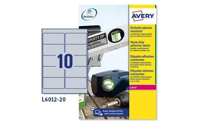 Avery Stærke Sølv Etiketter - 20 Ark, 96 × 50,8 Mm, Polyester