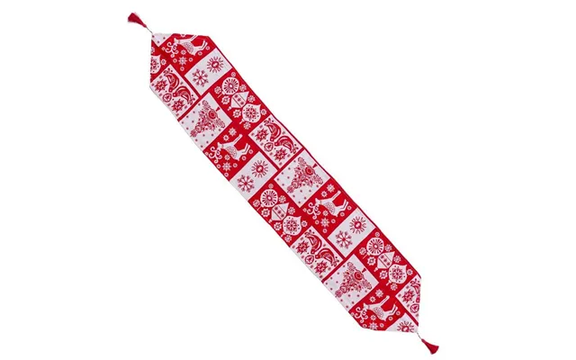 Bordløber Jul Hvid Rød Polyester 180 X 33 Cm