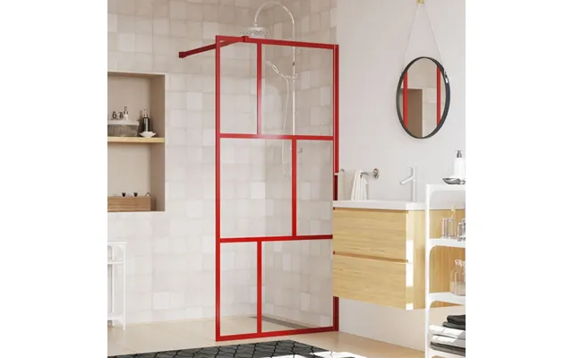 Brusevæg 90x195 Cm Klart Sikkerhedsglas Rød