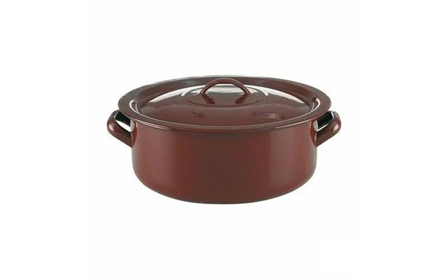 Classic Stegegryde Med Låg, Brun Glaseret Stål - Ø 26 Cm