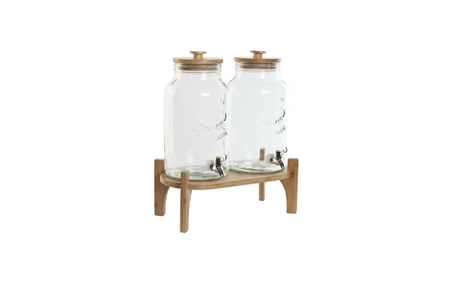 Drikkedispenser Med Stativ - Silikone, Bambus, Krystalplast, 5,5 L