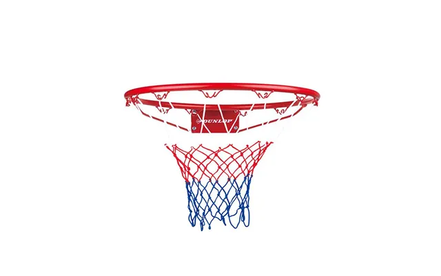 Dunlop Basketballkurv Med Net - Blå Hvid Rød, Ø 45 Cm