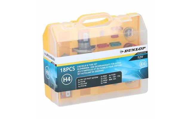 Dunlop Halogenpæresæt H4 - 12 V, 18 Dele