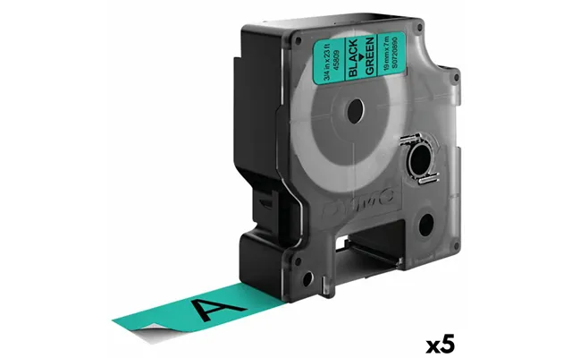 Dymo D1 Lamineret Tape 19 Mm X 7 M - Sort På Grøn, 5-pak