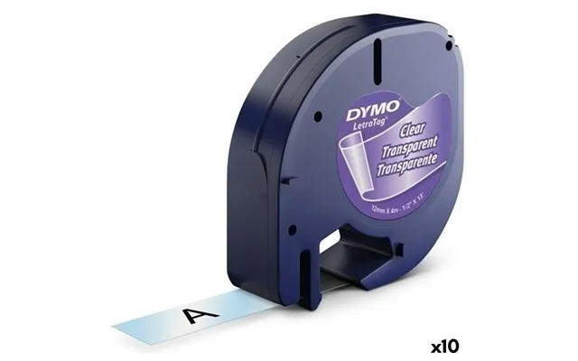 Dymo Lamineret Tape Letratag, 12 Mm X 4 M, Gennemsigtig Plast - Sort Tekst 10-pak