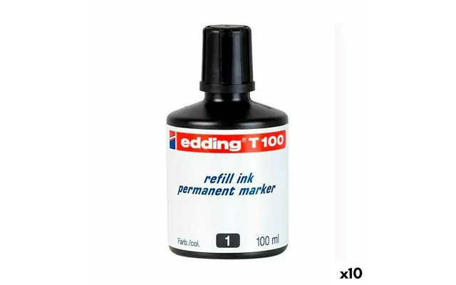 Edding T100 Genopfyldningsblæk Til Permanente Markere, Sort - 100 Ml 10 Stk