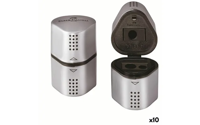 Faber-castell Grip 2001 Blyantspidser 3-i-1 - Sølv, Metal 10 Stk