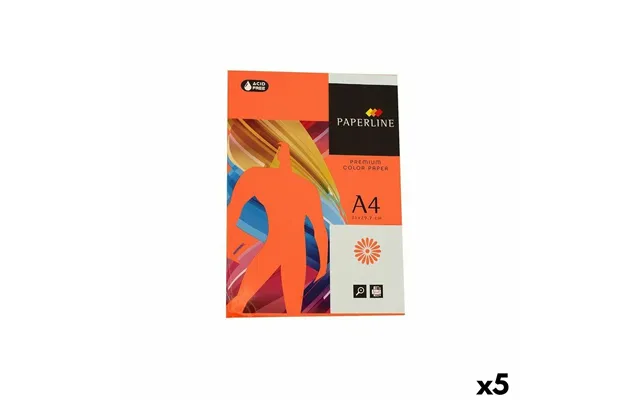 Fabrisa Paperline Farvet Printerpapir A4, 80 G M , Orange - 500 Ark 5 Pk