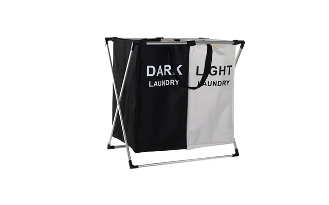 Foldbar Dobbelt Vasketøjskurv - Metal & Polyester, 63 × 37 × 61 Cm
