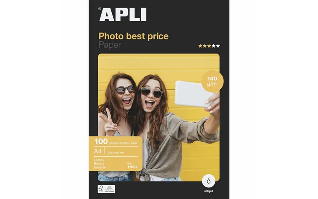 Fotopapir Gloss A4 - Apli 140 G M , 100 Ark 5 Pk