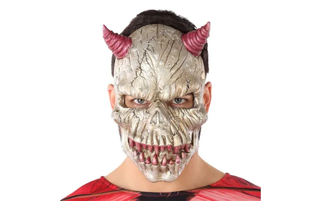 Halloween Maske - Hvid Terrordesign Voksen, Gummi
