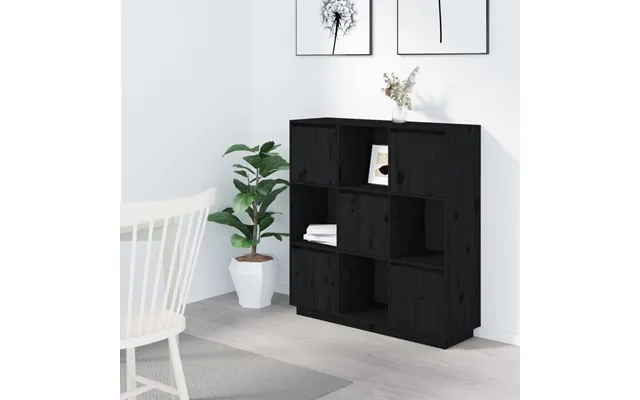Højskab 110,5x35x117 Cm Massivt Fyrretræ Sort