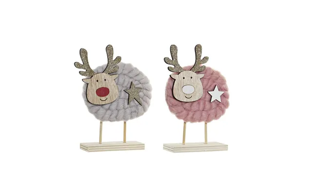 Juledekoration - Rensdyr I Polyester Og Træ, 2 Stk. 10 × 4 × 16 Cm