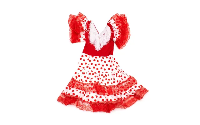 Kjole Flamenco Vs-rb-lr2 - Pige 2 År, Hvid Rød, Polyester