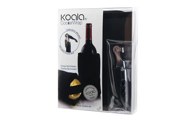 Koala Vinsæt - Proptrækker Og Vinflaske Køler, Sort Metal 2 Dele