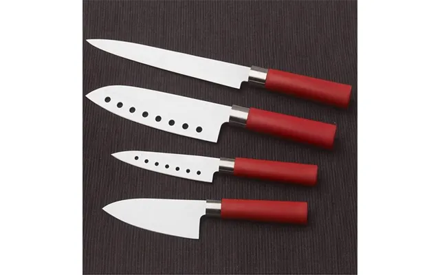 Køkkenknive Santoku Knivsæt 4 Dele - Rød