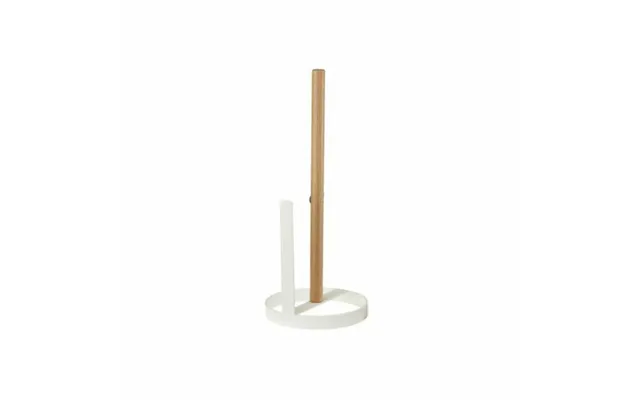 Køkkenrulleholder - Metal Hvid & Fyrretræ, 13 × 13 × 31,5 Cm
