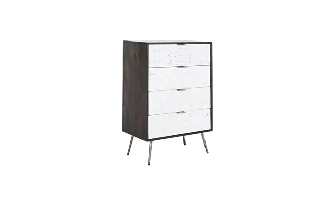 Kommode I Mangotræ - Hvid Mørkebrun 70 × 40 × 105 Cm