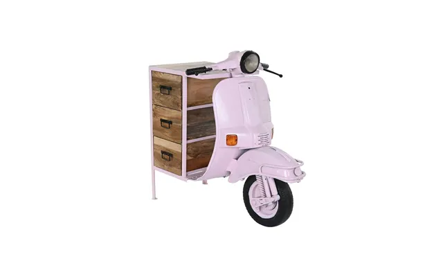 Kommode - Motorcykel Design, Lyserød, Metal Og Mangotræ, 100 × 68 × 105 Cm