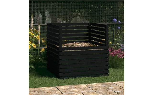 Kompostbeholder 100x100x102 Cm Massivt Fyrretræ Sort