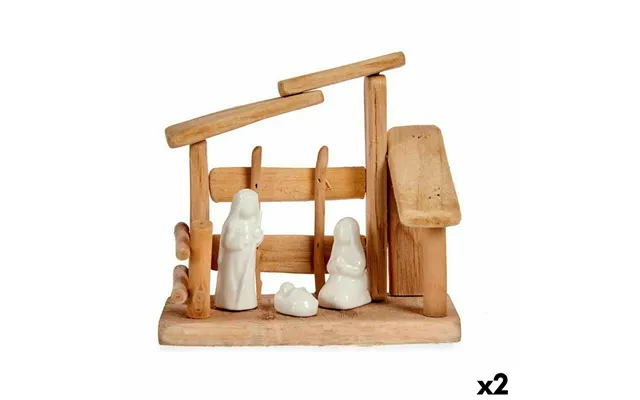 Krybbespil Krist - Hvid Natur I Træ Og Keramik 18 × 17 × 8 Cm 2 Enheder