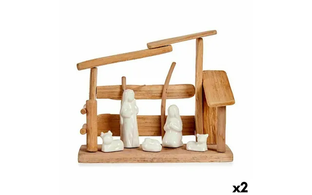 Krybbespil Krist - Hvid Natur Træ & Keramik 10 × 21 × 25 Cm 2 Enheder