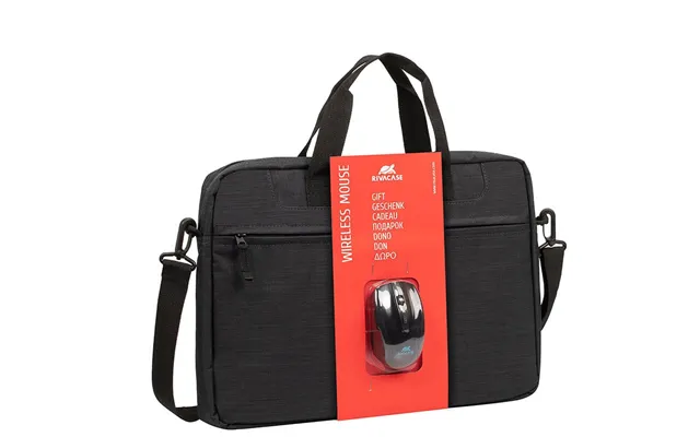 Laptop Taske Rivacase Bundle Sort 15,6 Med Trådløs Mus