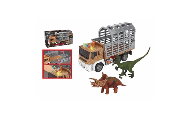 Lastbil 1 16 Med Dinosaurer - Legetøjslastbil Med Lys Og Lyd
