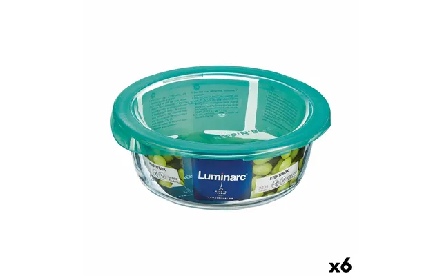 Luminarc Keep'n Lagon Rund Madkasse Med Låg 920 Ml - Turkisblå Glas, 15,6 × 6,6 Cm 6 Stk