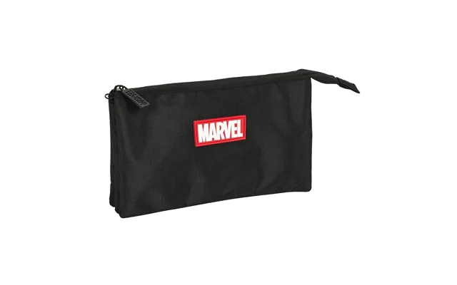 Marvel Tredobbelt Penalhus - Sort, 22 × 12 × 3 Cm