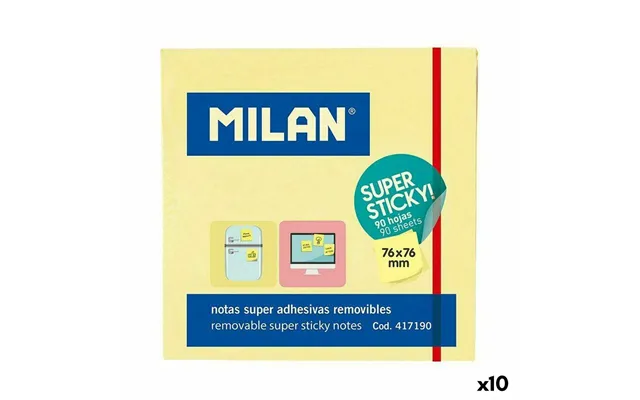 Milan Klæbende Huskesedler - Gul, 76 × 76 Mm 10 Pk