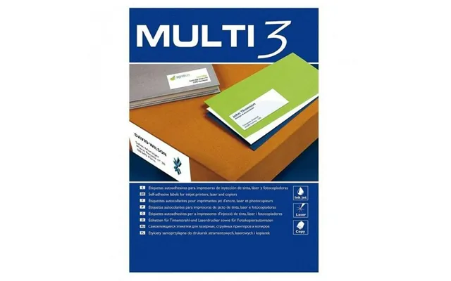 Multi 3 Selvklæbende Etiketter, Hvid, A4 - 70 × 35 Mm, 24 Pr