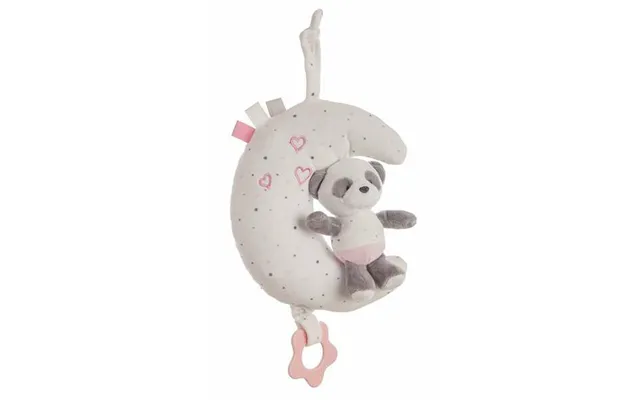 Musikalsk Rangle Med Baby-panda Og Måne - Pink, 25 Cm