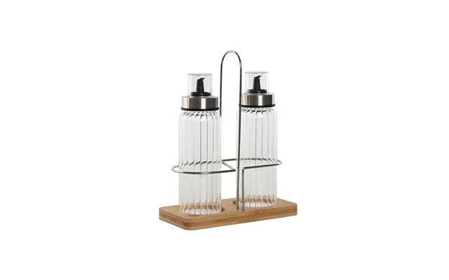 Olie- Og Eddikesæt I Glas Og Bambus - 18,5 × 9,3 × 24 Cm
