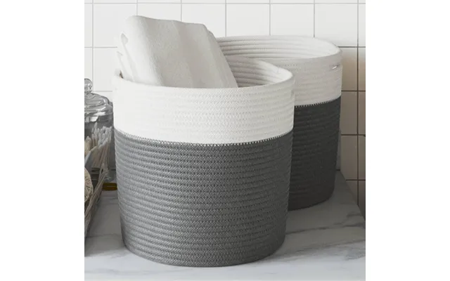 Opbevaringskurve 2 Stk. Ø28x28 Cm Bomuld Grå Og Hvid product image