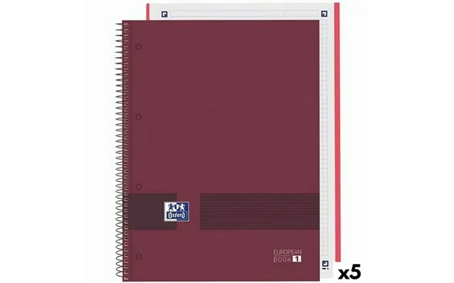 Oxford European Book Write&erase Notesbog, Bourgogne, A4 A4 , 80 Ark - 5 Stk