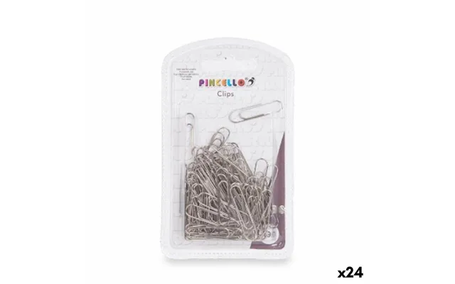 Papirclips Sølvfarvet Metal - Medium, 24 Enheder