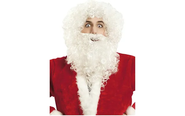 Paryk Med Skæg - Hvid Julemanden
