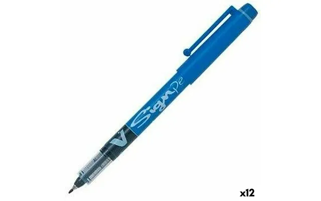 Pilot V Sign Pen - Kuglepen Med Flydende Blæk, Blå 0,6 Mm 12 Stk