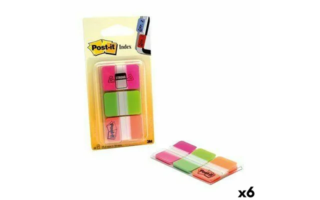 Post-it Index Klæbende Noter, Multifarvet 25 × 38 Mm - 6 Enheder