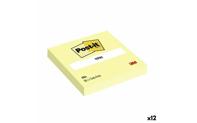 Post-it Klæbende Huskesedler 654 - Gul, 76 × 76 Mm, 12 Stk.